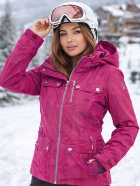 Spyder Women’s Pink Insulated Ski Jacket XS (4) Waterproof Hooded Winter Coat
